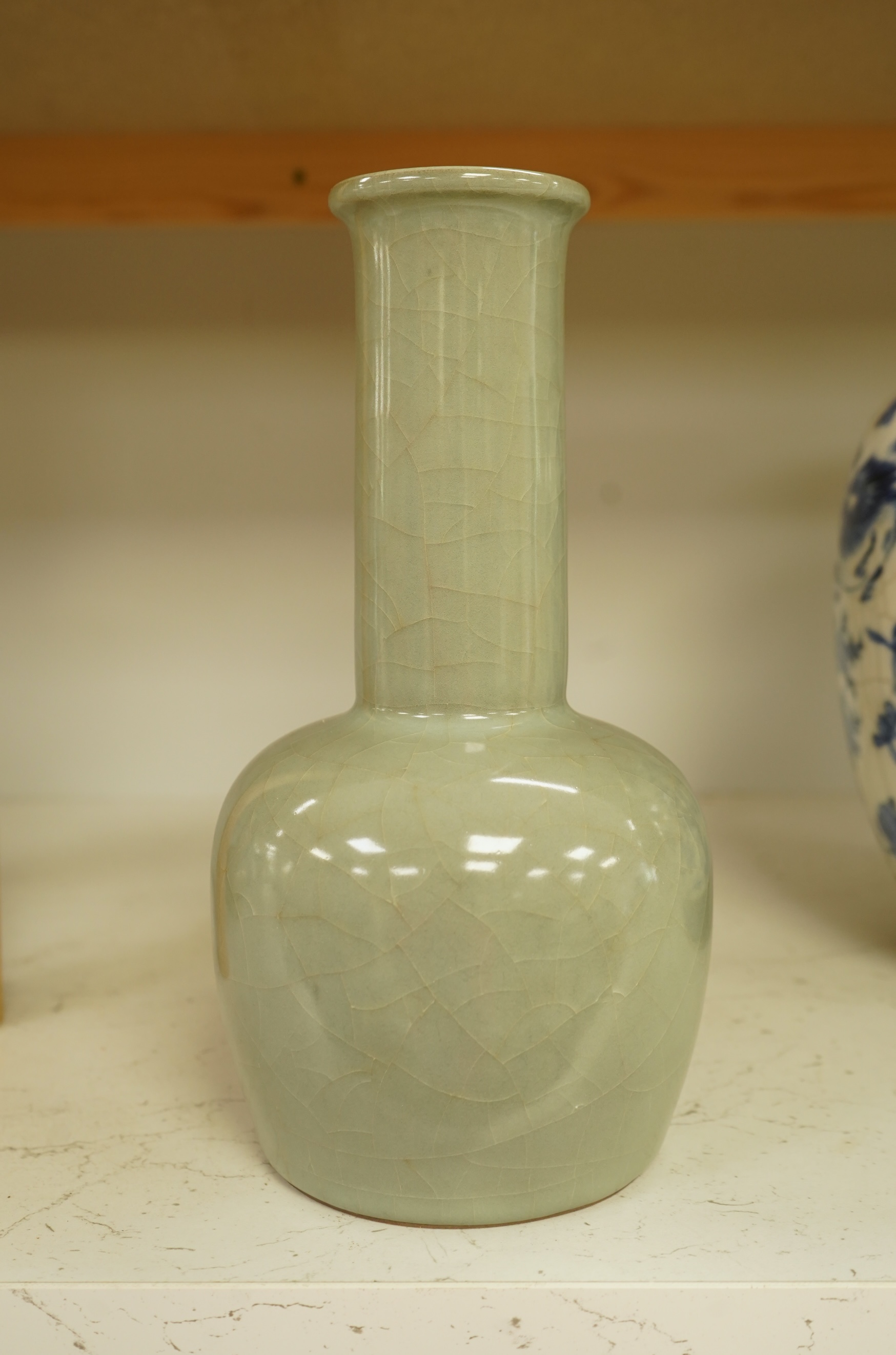 A Chinese celadon crackle glaze vase, 24cm high